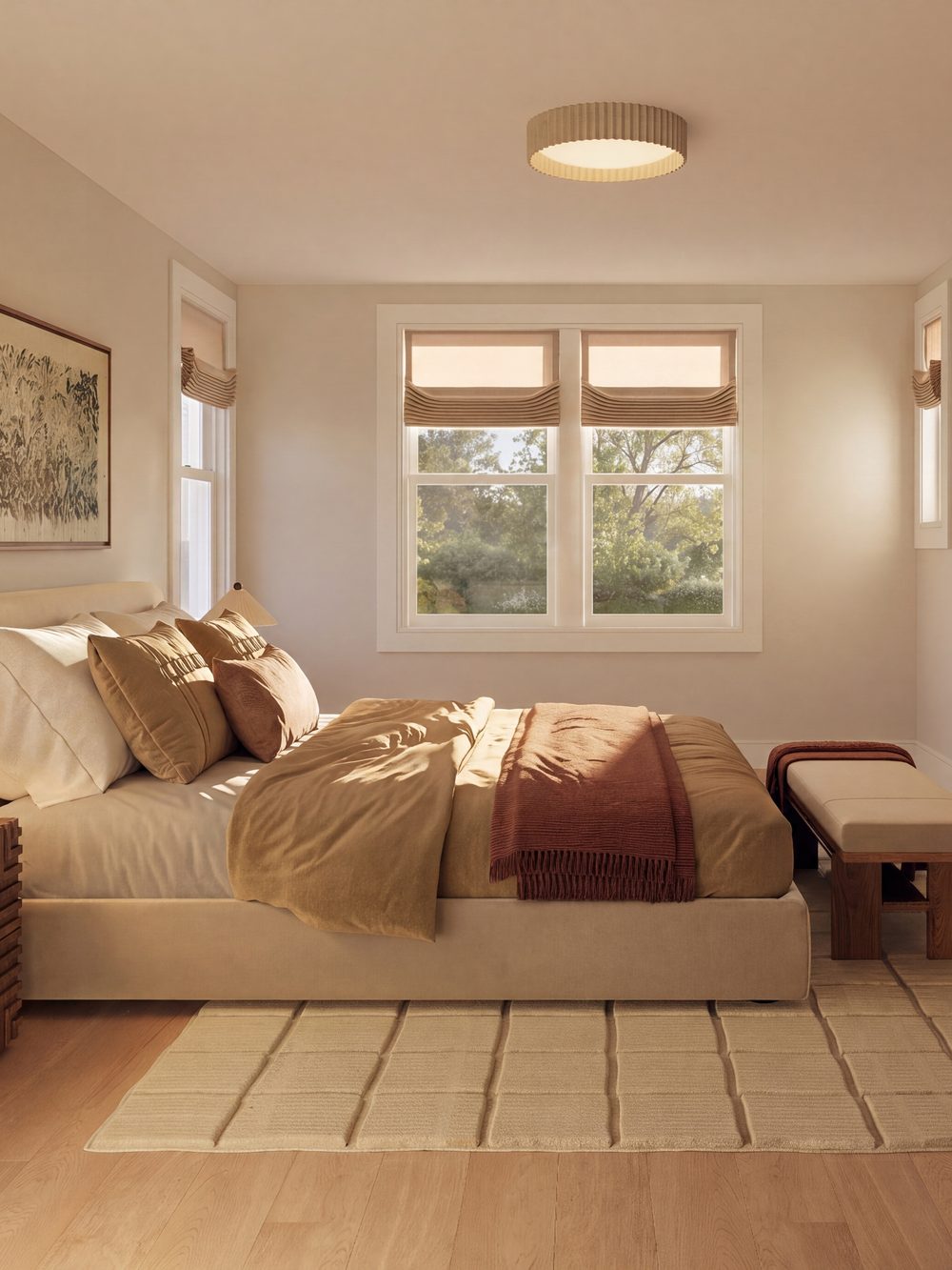 Primary bedroom with corner windows